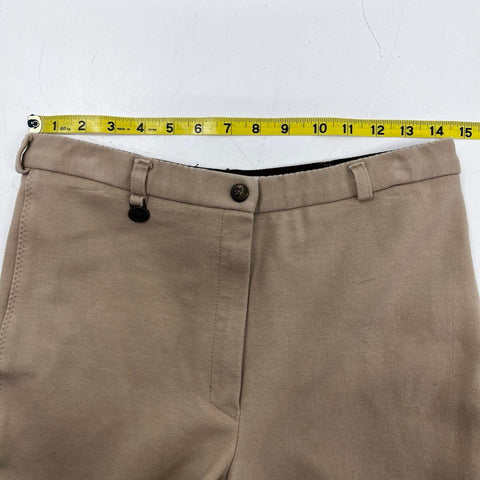 On Course Women's Tan Cotton Naturals Riding Jodhpurs Breeches Knee Patch Sz 32