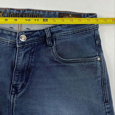 Unbranded Men's Blue Wash Faded Denim Jeans Straight Leg Embroidered Sz 40