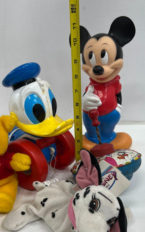Vintage 70s 80s 90s Disney Toy Lot Mickey Bank Pooh Plush Donald Figures
