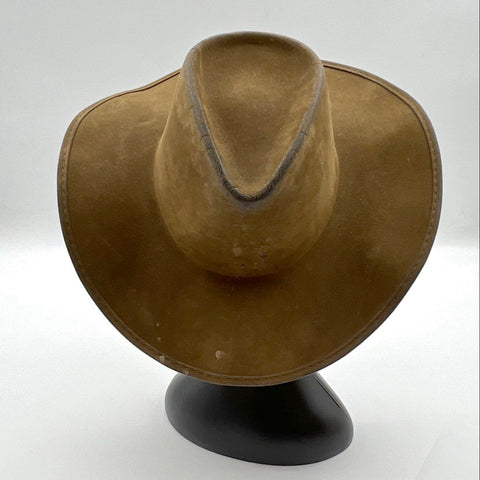 Vintage 80s Brown Suede Western Cowboy Hat Wide Brim Cattleman Sz M