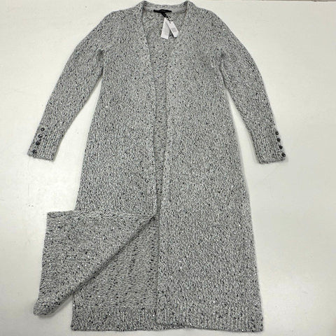 White House Black Market Women's Gray Sequin Duster Cardigan Sweater Sz M NWT