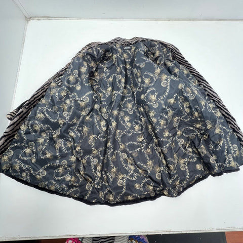 Vintage 80s Faux Fur Swing Coat Zebra Animal Print Trim Made in Canada SJW