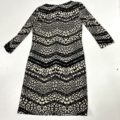 Tahari Arthur S. Levine Women's Black White Animal Print Chevron Dress Sz 2