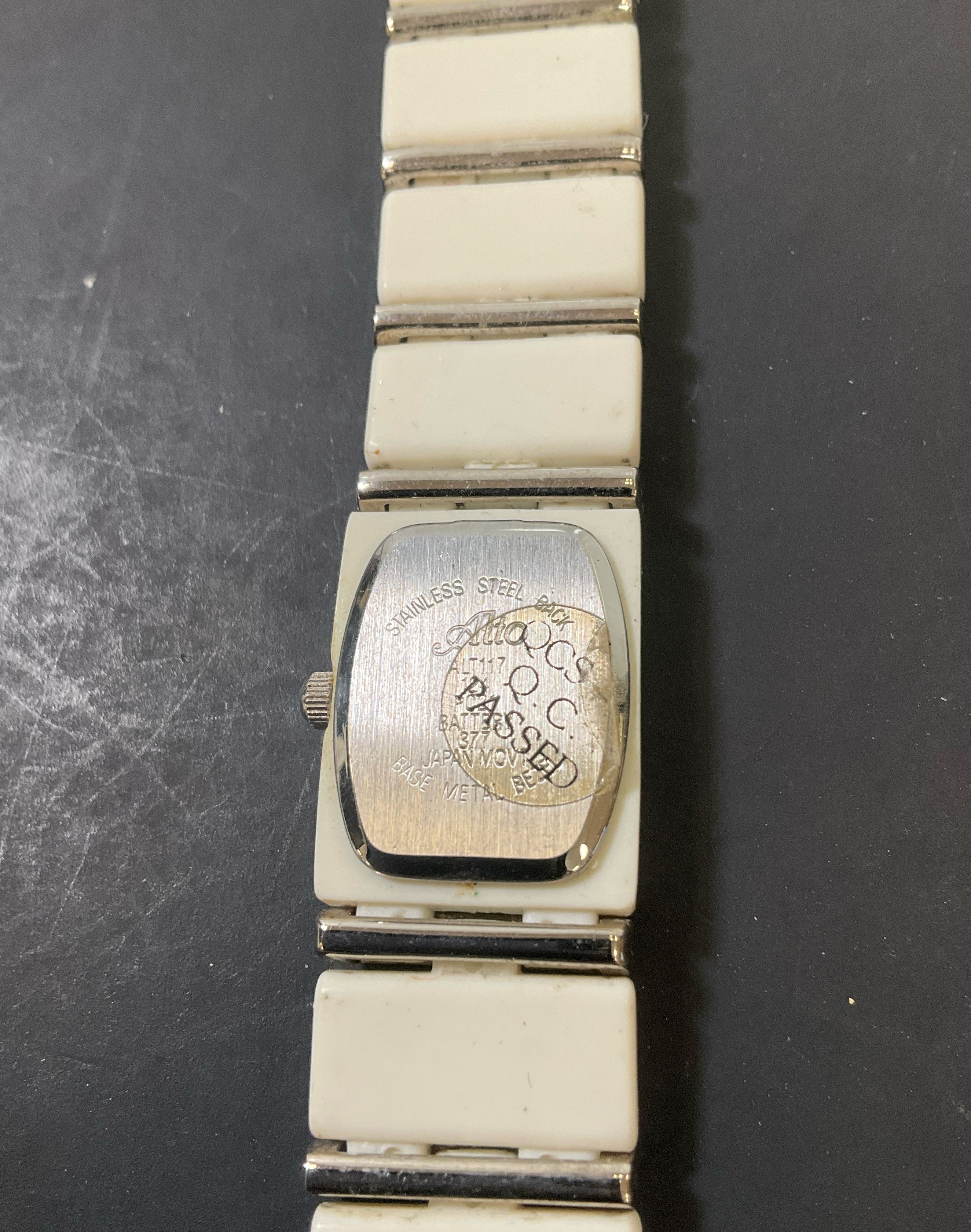 Vintage Alto Women's White Rectangular Bracelet Style Watch Untested