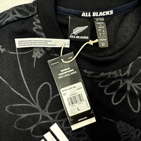 adidas Men's All Blacks New Zealand Rugby Supporter T-Shirt Black Fern Sz L NWT