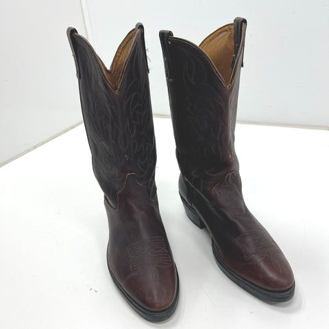 Justin 68521 Brown Leather Western Cowboy Boots Vibram Sole USA Made Size 11 EW