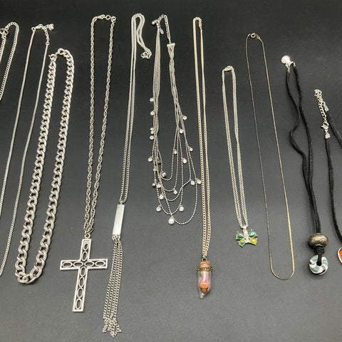 Ed Hardy Brighton Vintage Modern Jewelry Lot of 12 Necklaces Rose Cross Heart