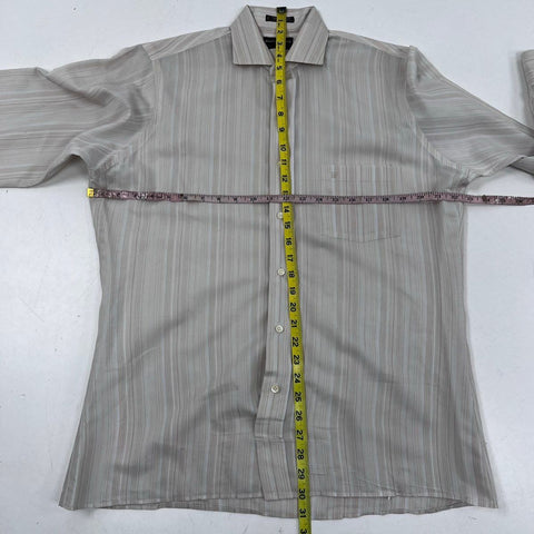 Vintage Pierre Cardin Men's Long Sleeve Button Up Shirts Lot 2 Mauve Beige 15.5