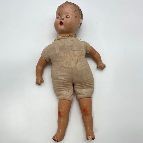 Antique Composition Baby Doll 15 Inch Sleep Eyes Painted Details Vintage