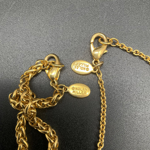 Vintage Nolan Miller Gold Tone Interchangeable Pendant Necklace Set Faux Pearl