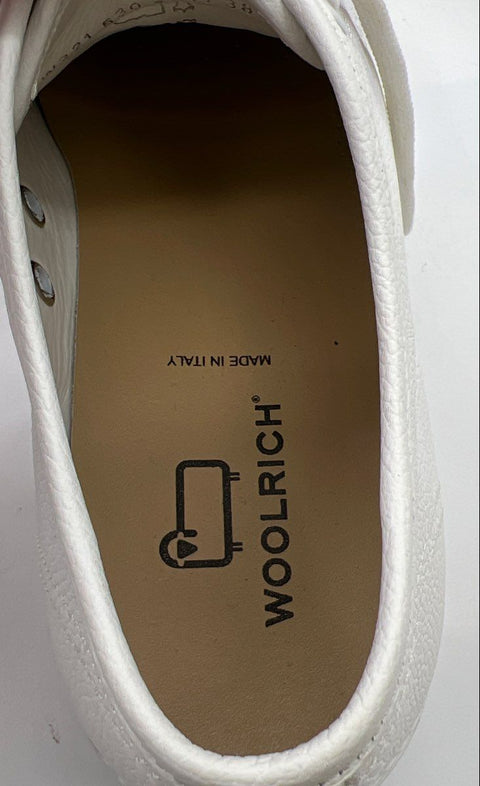 Woolrich White Pebbled Leather Platform Sneakers VI-LITE Sole Size 8.5