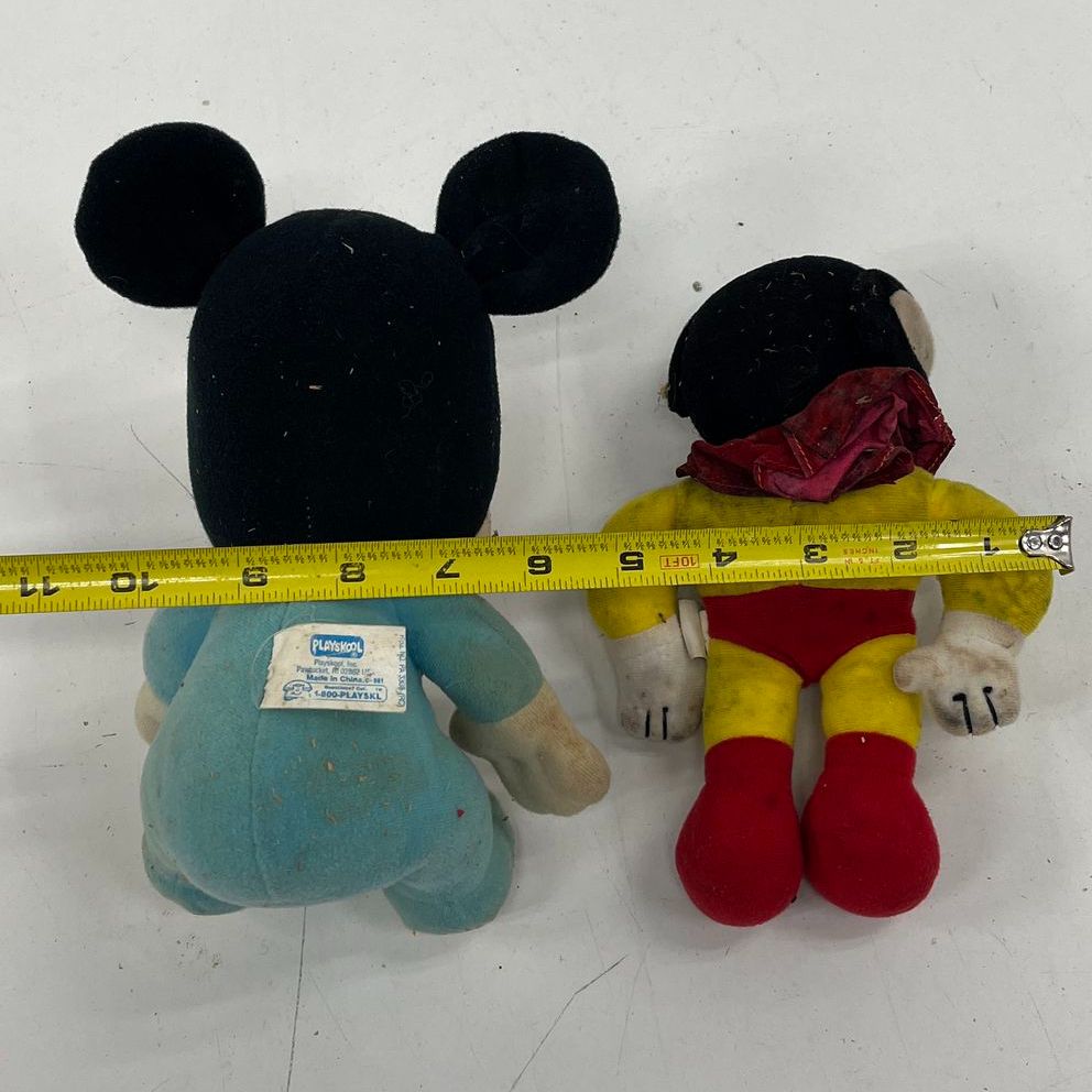 Vintage Playskool Mickey Mouse + Knickerbocker Mighty Mouse Plush Doll Lot