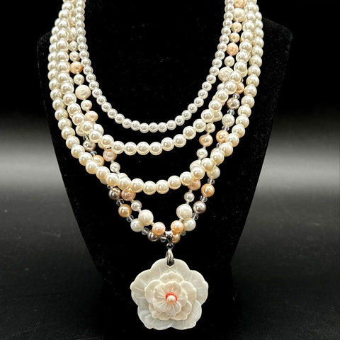 Vintage Faux Pearl Costume Jewelry Lot 4 Pieces Multi Strand Necklaces