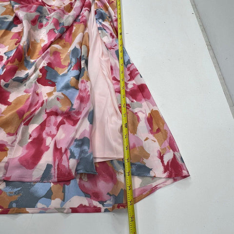 Abercrombie Women's Pink Abstract Ruched Drapey Cowl Back Maxi Dress M NWT