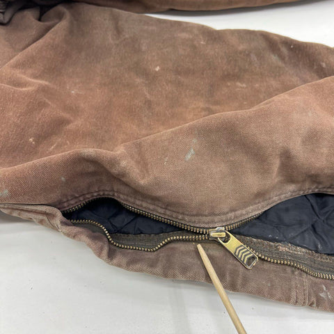 Carhartt Men's Brown Distressed Duck Canvas Insulated Bib Overalls Workwear XL