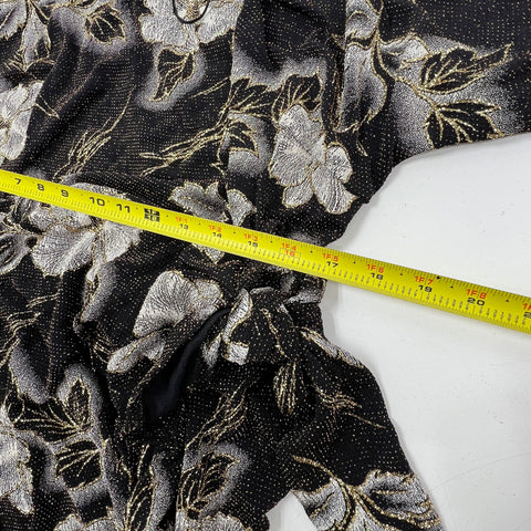 NWT Robbie Bee Metallic Floral Faux Wrap Cocktail Dress Gold Black Sz 1X