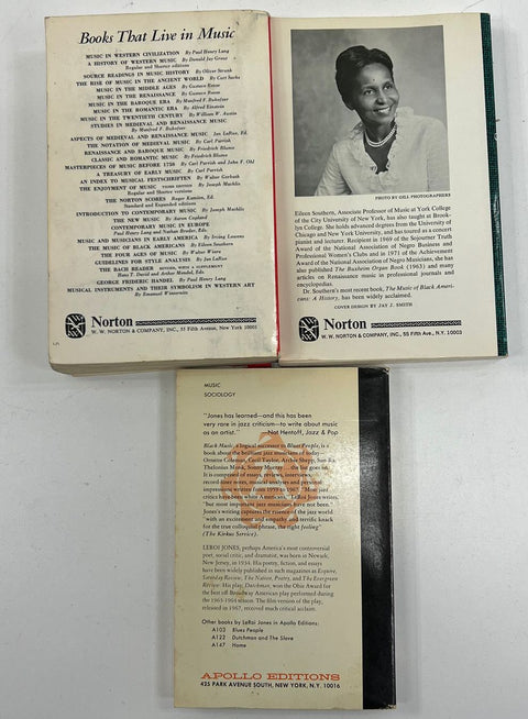 Lot Of 3 Black American Music Books c1970s by Leroi Jones & Eileen Southern
