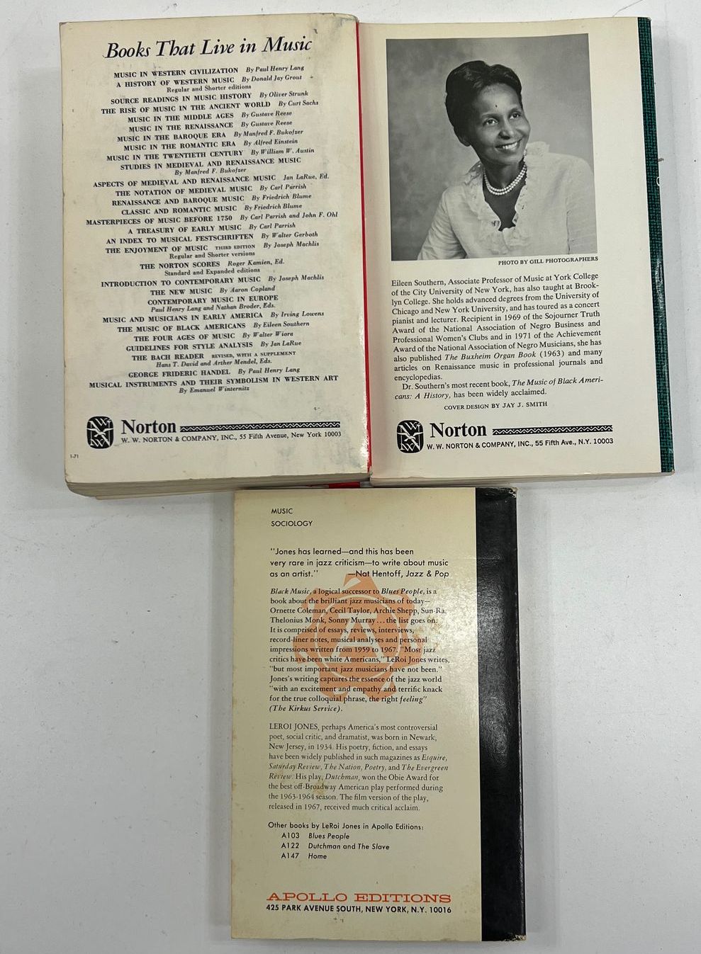 Lot Of 3 Black American Music Books c1970s by Leroi Jones & Eileen Southern