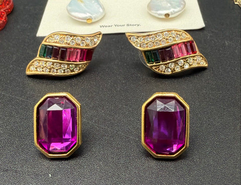 Mixed Costume Jewelry Earring Lot 30+ Pairs Vintage to Modern Hoops Dangles