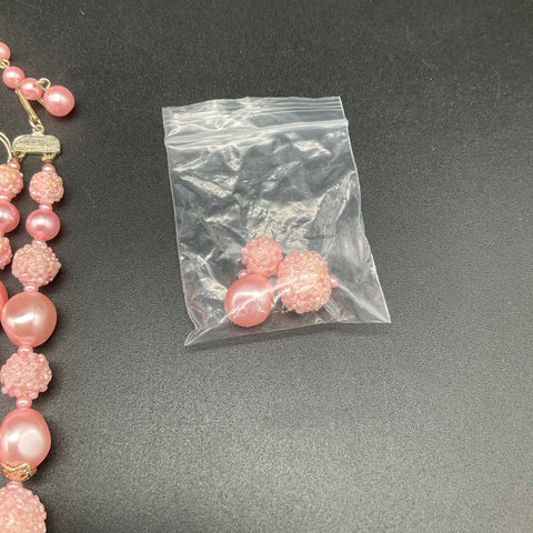 Vintage Japan Costume Jewelry Lot 2 Pink Blue Green Sugared Bead Necklaces