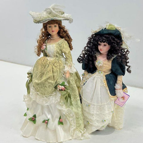 Vintage 90s Goldensale Collection Lot of 2 Porcelain Dolls Victorian Style 17"