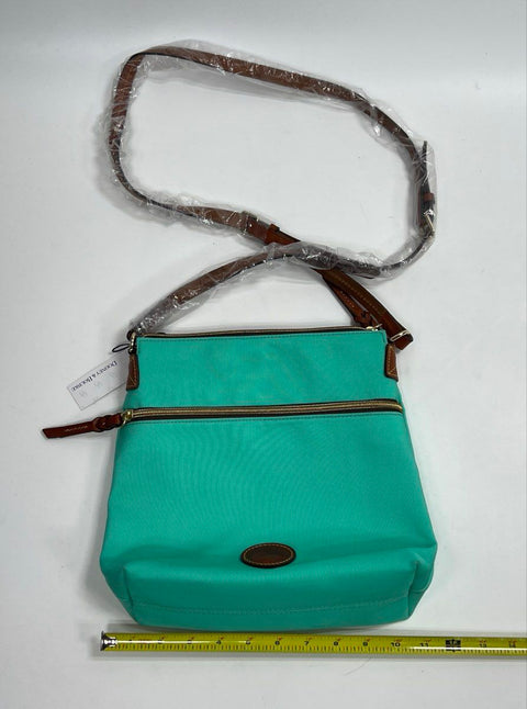 Dooney & Bourke Seafoam Green Canvas Crossbody Bag Leather Trim NWT