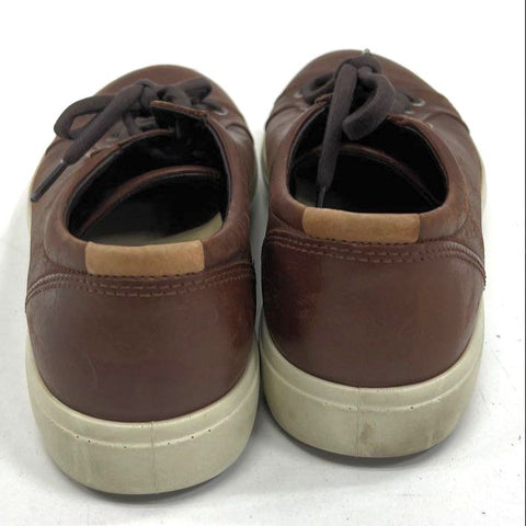 Ecco Soft Classic Brown Leather Low Top Casual Sneakers Men's Size EU 44