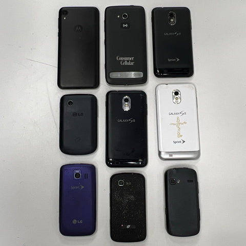 Samsung Galaxy S II LG Motorola Doro Phone Lot 9 Piece For Parts Not Working