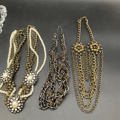 Chico's & Fashion Statement Jewelry Lot of 5 Necklaces Multi-Strand Faux Pearl
