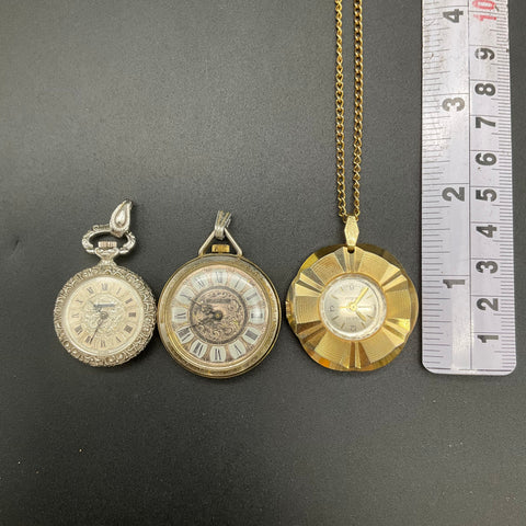 Vintage Caravelle Miranda Focal Watch Pendant Necklace Lot of 3 Wind-Up Runs