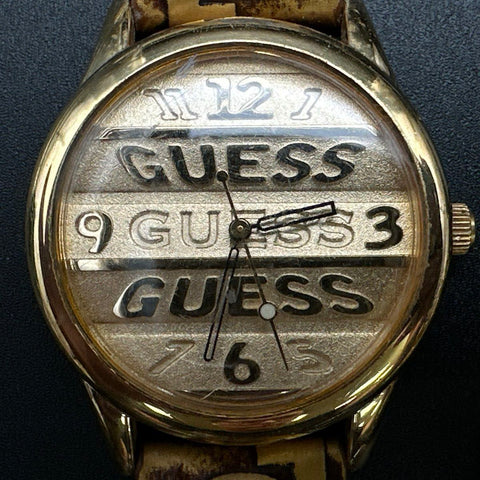Vintage Guess Watches Lot of 2 1996 Logo Dial Embossed Leather Straps