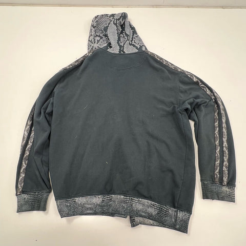 Vintage Y2K Enyce Black Gray Snakeskin Animal Print Full Zip Hoodie Men's XL