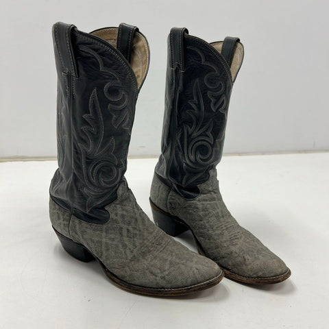 Justin 8527 Grey Elephant Leather Black Cowboy Western Boots Size 10 D