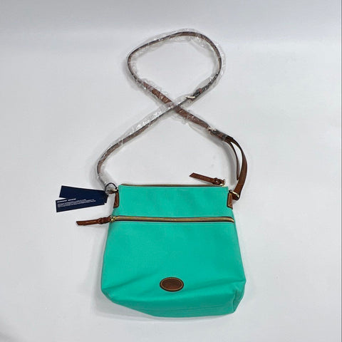 Dooney & Bourke Seafoam Green Canvas Crossbody Bag Leather Trim NWT