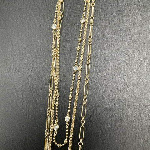 Kendra Scott Layered Necklace Gold Tone Hexagon Iridescent Pendant 3-Strand