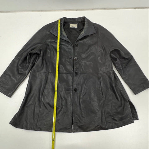 Vintage 90s Worthington Genuine Lambskin Leather Button Jacket Black Sz 1X
