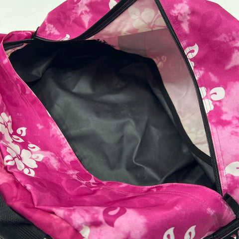 Vintage Y2K LL Bean Pink Black Hawaiian Print Hibiscus Duffel Bag Travel Gym