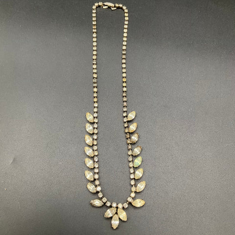 Vintage Rhinestone Necklace Lot of 2 Silver Tone Choker Statement Jewelry