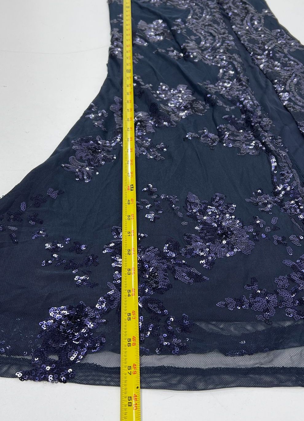 Showpo Navy Sequin Out Till Dawn Split Maxi Dress Women's Size 4 NWT