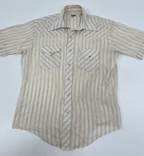 Vintage 70s/80s Lot of 2 Western Pearl Snap Shirts Big Smith Tru-West Sz L