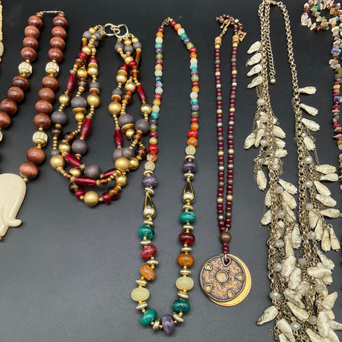 Vintage Boho Costume Jewelry Lot of 8 Liz Claiborne Beaded Sun Bird Pendants