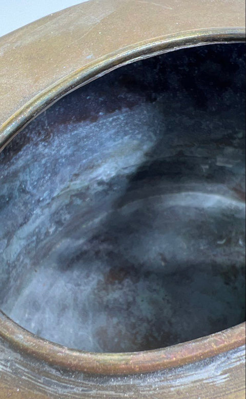 Antique Brass Tea Kettle Gooseneck Spout Oval Body Rustic Decorative 9.5"