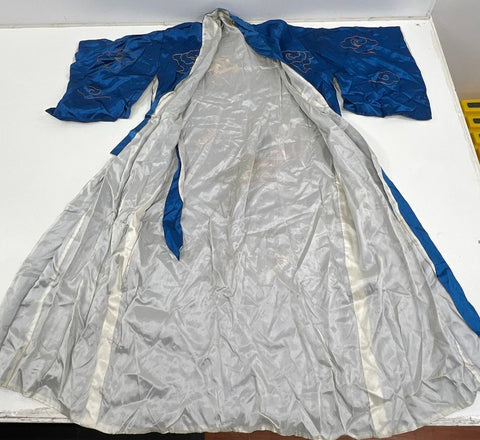 Vintage 50s Japanese Embroidered Dragon Souvenir Robe Kimono Smoking Jacket