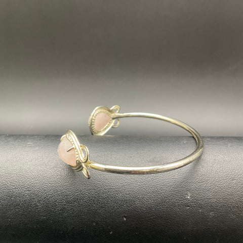 Kendra Scott Gold Tone Pink Stone Open Cuff Bracelet Adjustable Signed