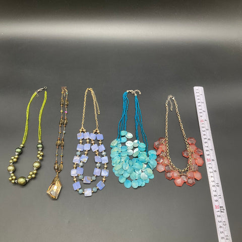 Statement Necklace Lot of 5 Beaded Faux Pearl Shell Pendant Fashion Jewelry