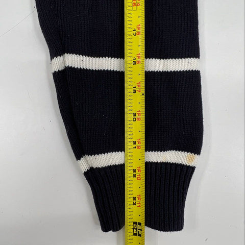 Vintage Y2K Polo Jeans Co Men's 1/4 Zip Sweater Navy Striped Flag Logo L