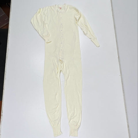 Vintage 80s Healthknit Men's Union Suit Long Johns Cream Cotton USA Made L 42-44