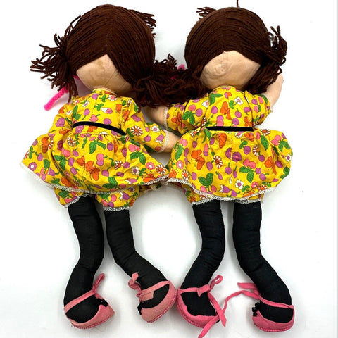 Vintage Rag Doll Lot Cloth Handmade Style Floral Dress 2 Pieces 16 Inch