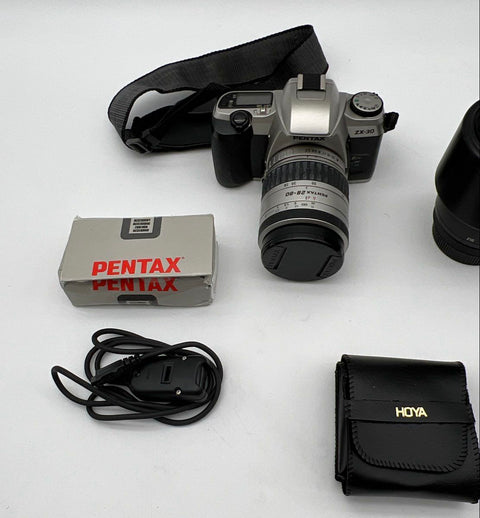 Vintage Pentax ZX-30 35mm SLR Camera Lot with 2 Lenses Remote & Filters