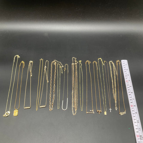 Gold Tone Fashion Necklace Jewelry Lot 16pc Zodiac Cross Bar Faux Pearl Charms